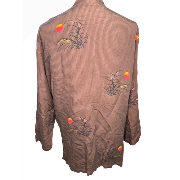 Chicos Silk kimono Artsy Asian-Inspired print 1 Mandarin Collar Long Tunic Y2k - Picture 6 of 12